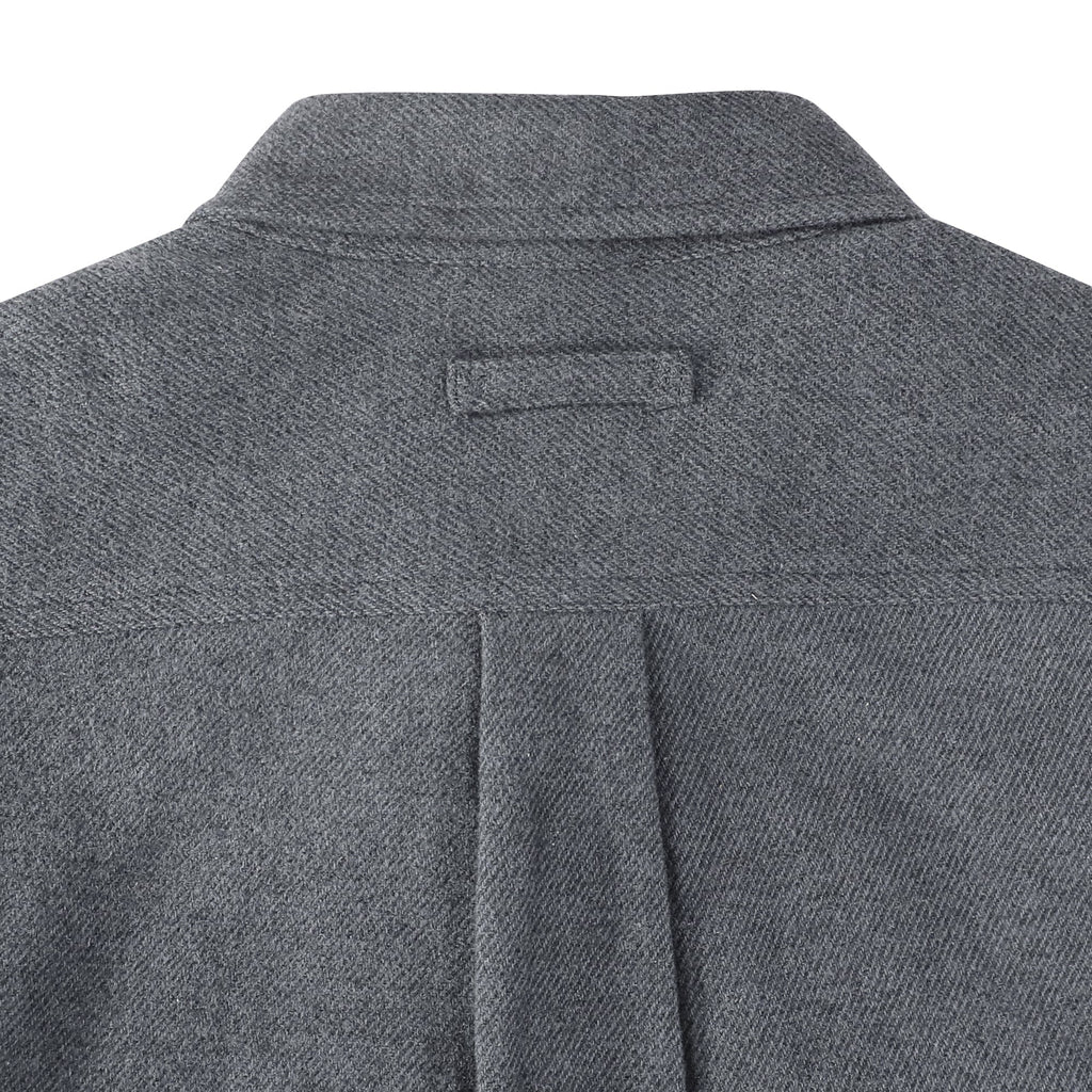 Dubinik® Men’s Overshirt Shacket – Cozy Warm-Lined Dark Gray Solid Plaid Flannel, Lightweight Casual Button-Down Long Sleeve Jacket #0181001