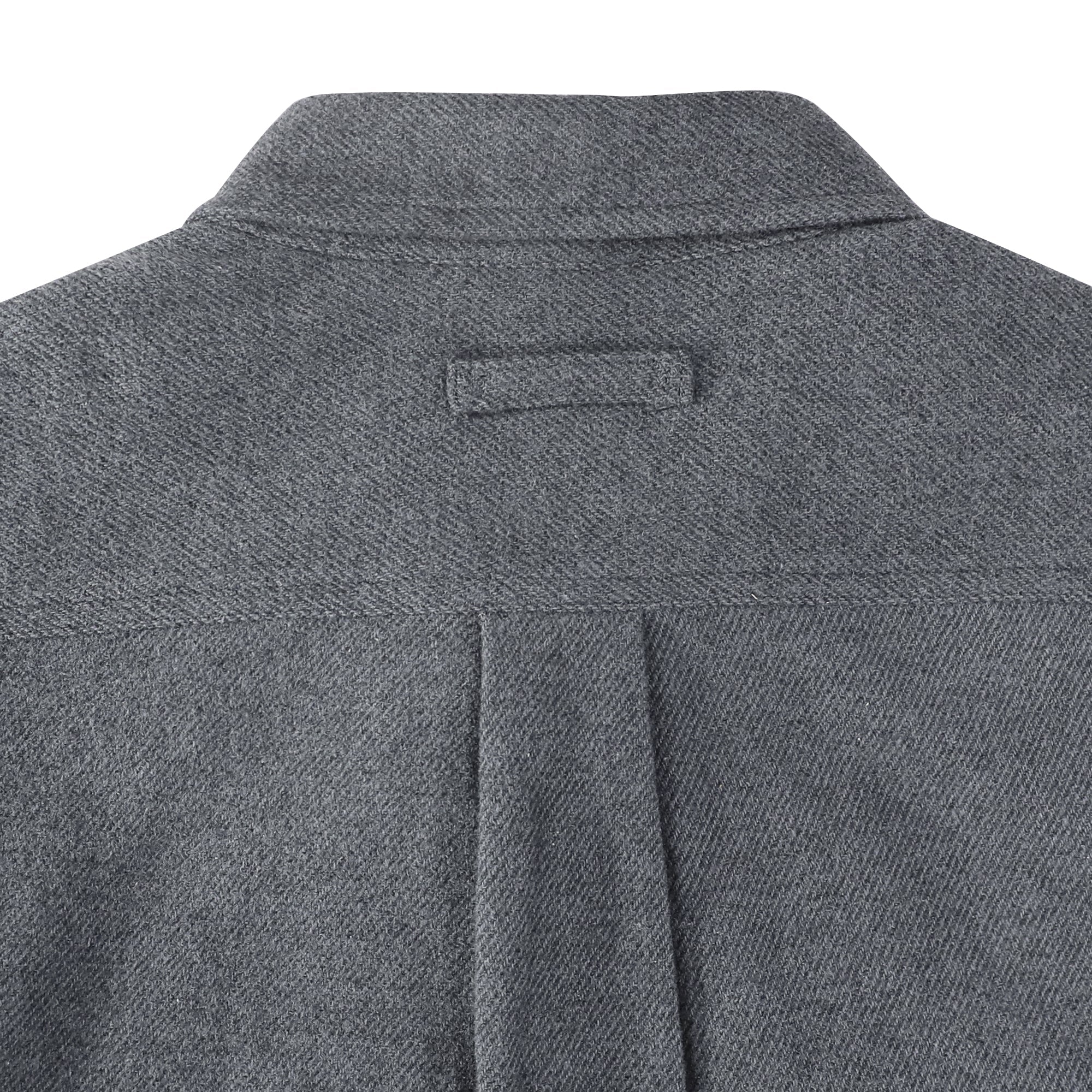 Dubinik® Men’s Overshirt Shacket – Cozy Warm-Lined Dark Gray Solid Plaid Flannel, Lightweight Casual Button-Down Long Sleeve Jacket #0181001