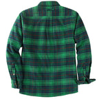 Dubinik® Men’s Overshirt Shacket – Cozy Warm-Lined Green Plaid Flannel, Lightweight Casual Button-Down Long Sleeve Jacket #0181009