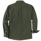 Dubinik® Men’s Overshirt Shacket – Cozy Warm-Lined Olive Green Solid Plaid Flannel, Lightweight Casual Button-Down Long Sleeve Jacket #0181004