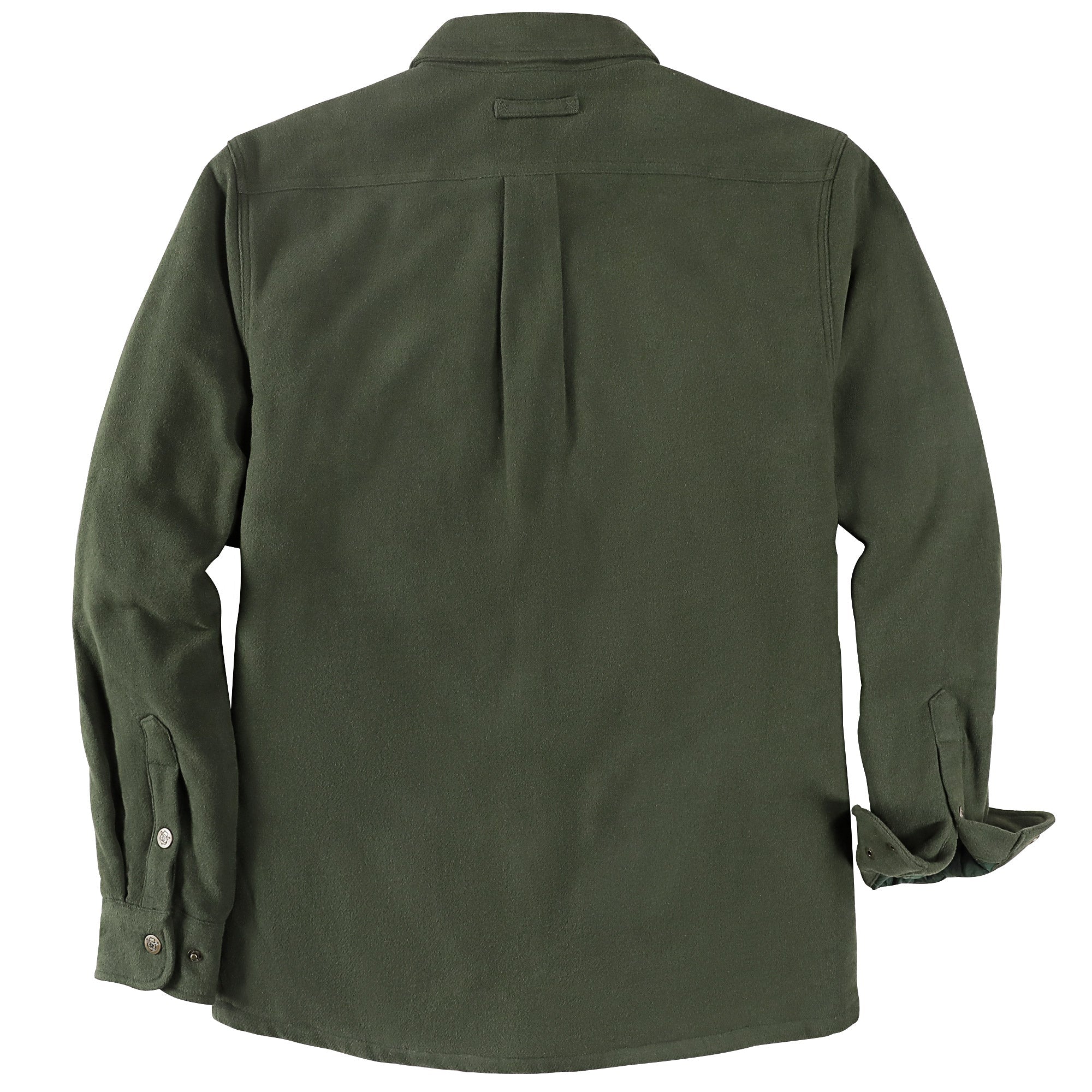 Dubinik® Men’s Overshirt Shacket – Cozy Warm-Lined Olive Green Solid Plaid Flannel, Lightweight Casual Button-Down Long Sleeve Jacket #0181004