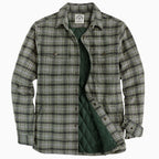 Dubinik® Men’s Overshirt Shacket – Cozy Warm-Lined Green Plaid Flannel, Lightweight Casual Button-Down Long Sleeve Jacket #0181008