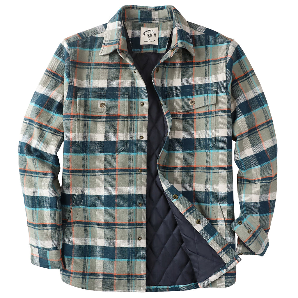 Dubinik® Men’s Overshirt Shacket – Cozy Warm-Lined Plaid Flannel, Lightweight Casual Button-Down Long Sleeve Jacket #0181012