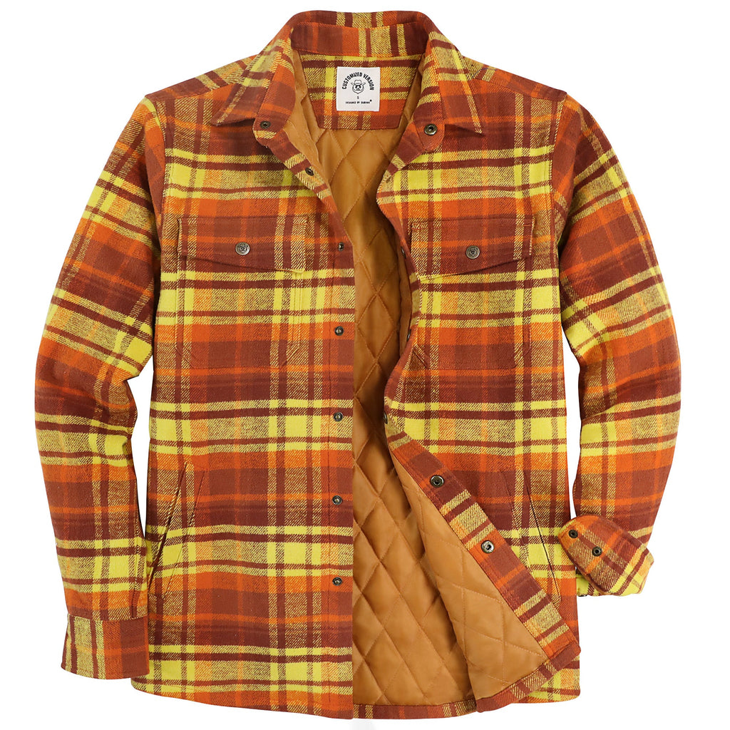 Dubinik® Men’s Overshirt Shacket – Cozy Warm-Lined Plaid Flannel, Lightweight Casual Button-Down Long Sleeve Jacket #0181013