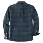 Dubinik® Men’s Overshirt Shacket – Cozy Warm-Lined Green Plaid Flannel, Lightweight Casual Button-Down Long Sleeve Jacket #0181016