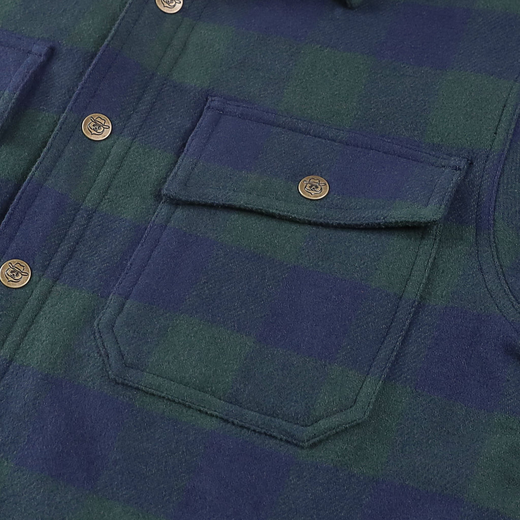 Dubinik® Men’s Overshirt Shacket – Cozy Warm-Lined Green Plaid Flannel, Lightweight Casual Button-Down Long Sleeve Jacket #0181016