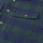 Dubinik® Men’s Overshirt Shacket – Cozy Warm-Lined Green Plaid Flannel, Lightweight Casual Button-Down Long Sleeve Jacket #0181016