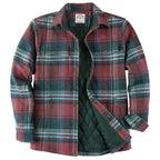 Dubinik® Men’s Overshirt Shacket – Cozy Warm-Lined Green Plaid Flannel, Lightweight Casual Button-Down Long Sleeve Jacket #0181014