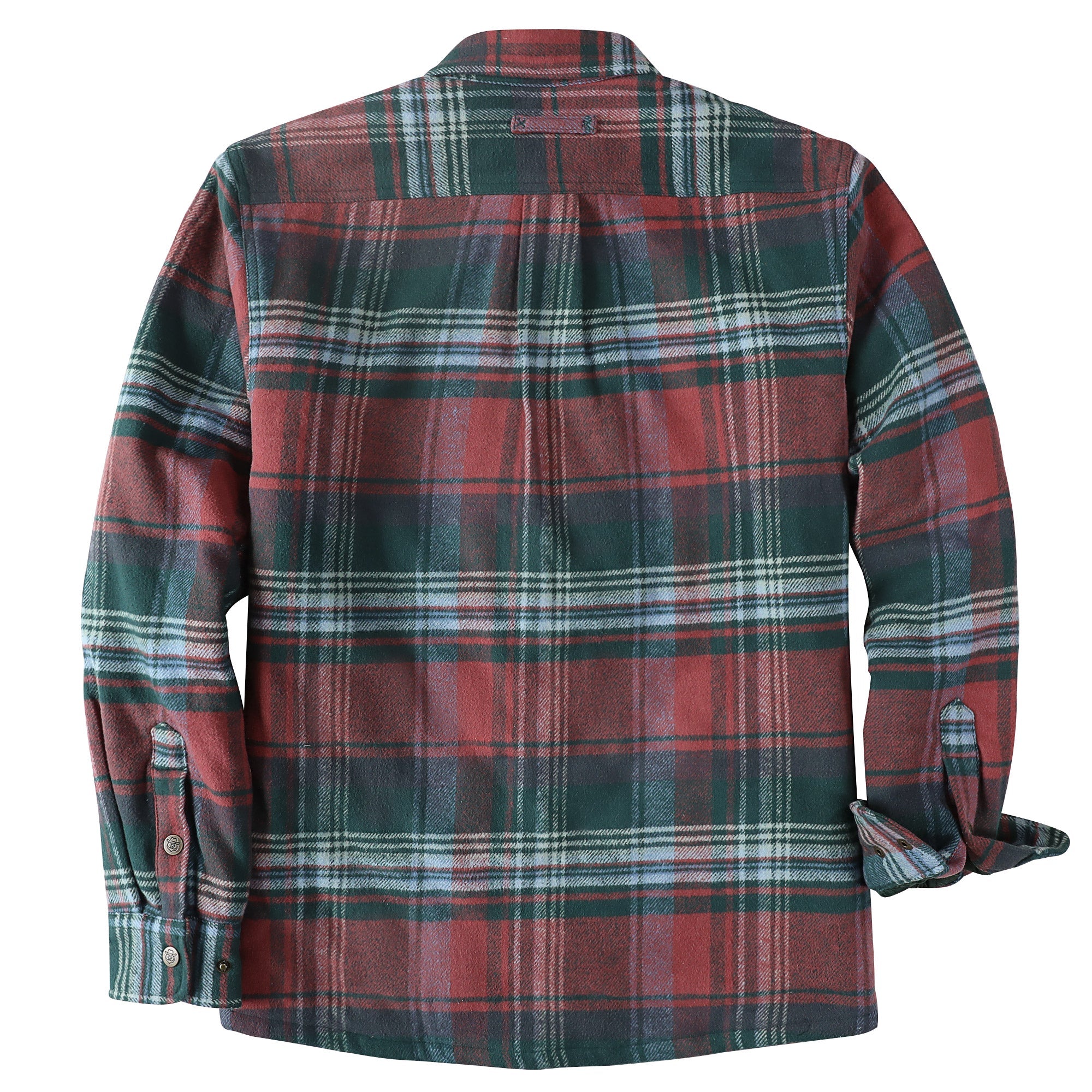 Dubinik® Men’s Overshirt Shacket – Cozy Warm-Lined Green Plaid Flannel, Lightweight Casual Button-Down Long Sleeve Jacket #0181014