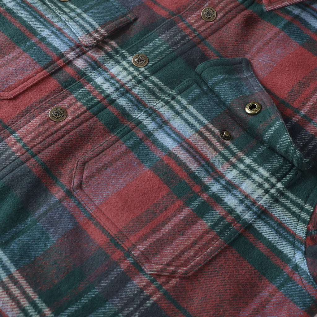 Dubinik® Men’s Overshirt Shacket – Cozy Warm-Lined Green Plaid Flannel, Lightweight Casual Button-Down Long Sleeve Jacket #0181014