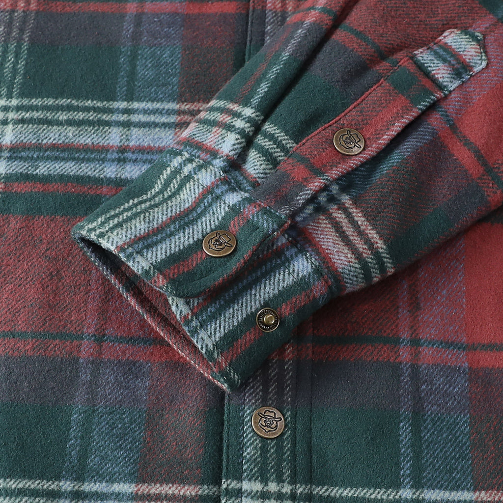 Dubinik® Men’s Overshirt Shacket – Cozy Warm-Lined Green Plaid Flannel, Lightweight Casual Button-Down Long Sleeve Jacket #0181014