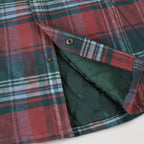 Dubinik® Men’s Overshirt Shacket – Cozy Warm-Lined Green Plaid Flannel, Lightweight Casual Button-Down Long Sleeve Jacket #0181014