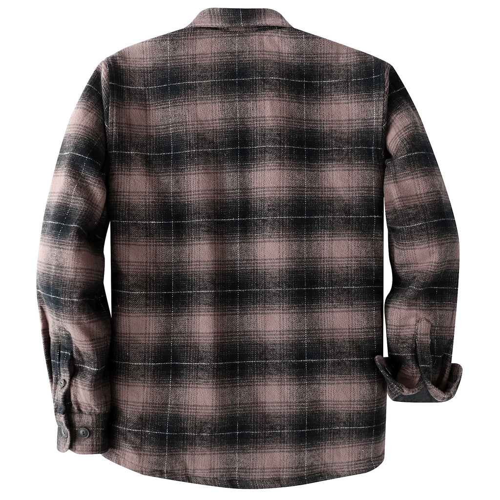 Dubinik® Mens Shacket Flannel Warm Lined Coats Lightweight Jacket Casual Plaid Flannel Shirt For Men Long Sleeve Button Down#0182009