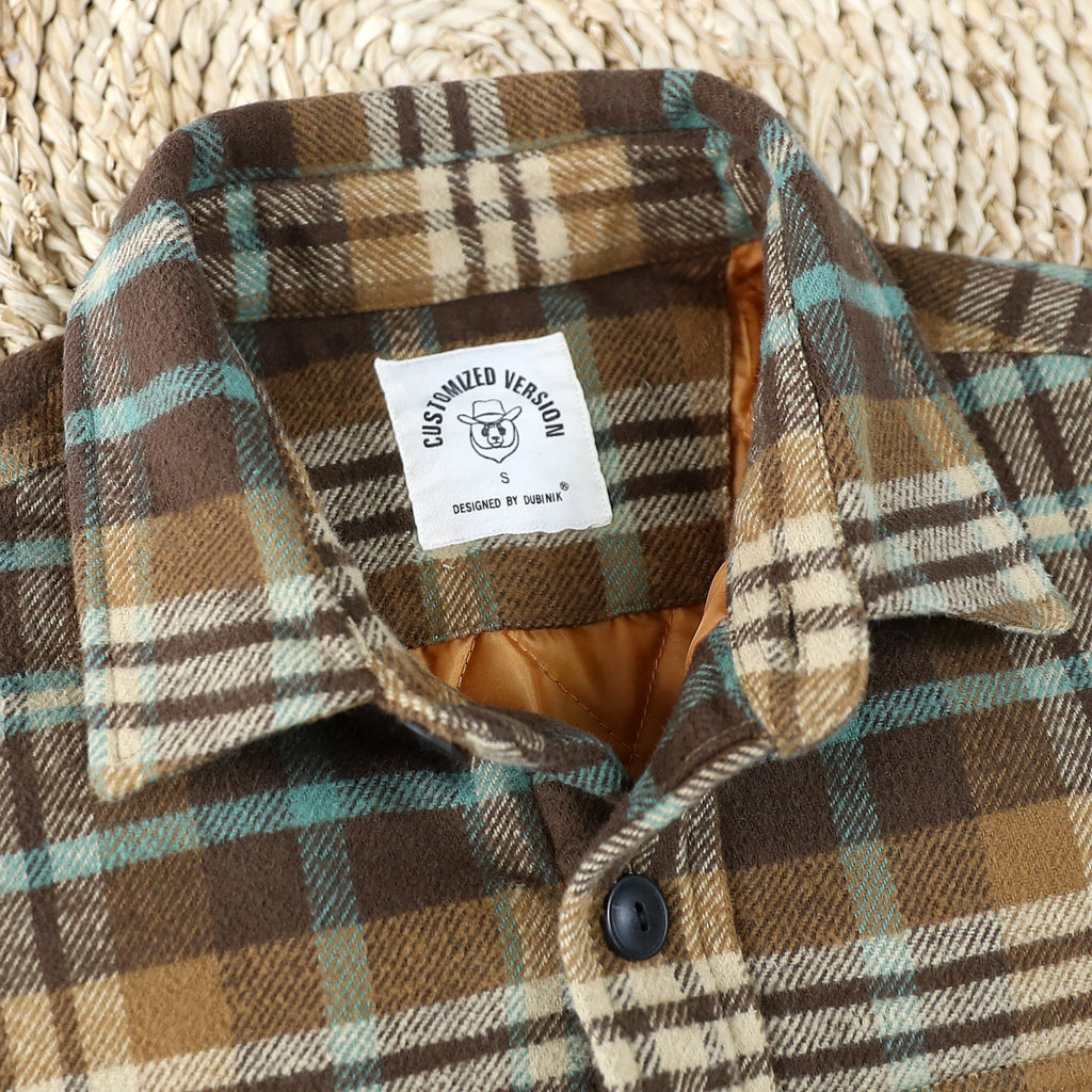 Dubinik® Mens Shacket Flannel Warm Lined Coats Lightweight Jacket Casual Plaid Flannel Shirt For Men Long Sleeve Button Down#0182008