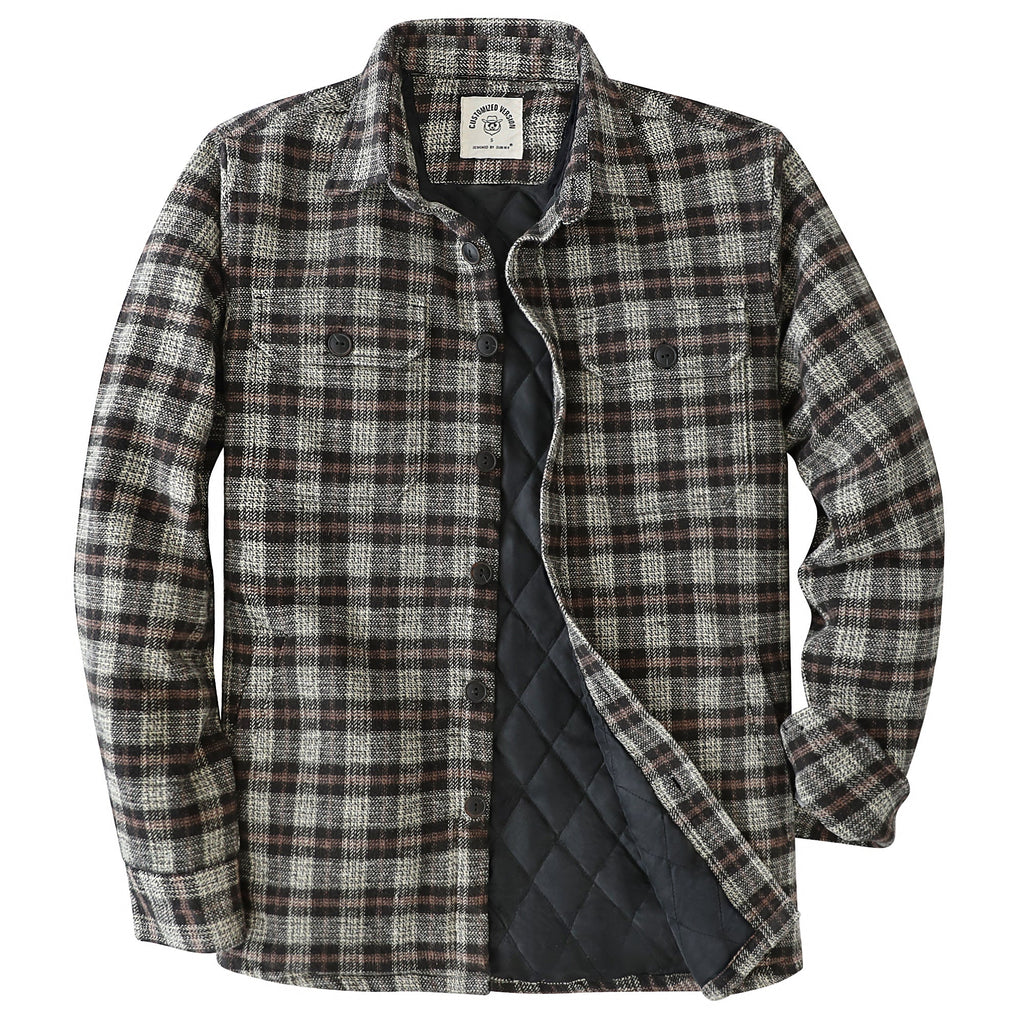 Dubinik® Mens Shacket Flannel Warm Lined Coats Lightweight Jacket Casual Plaid Flannel Shirt For Men Long Sleeve Button Down#0182015