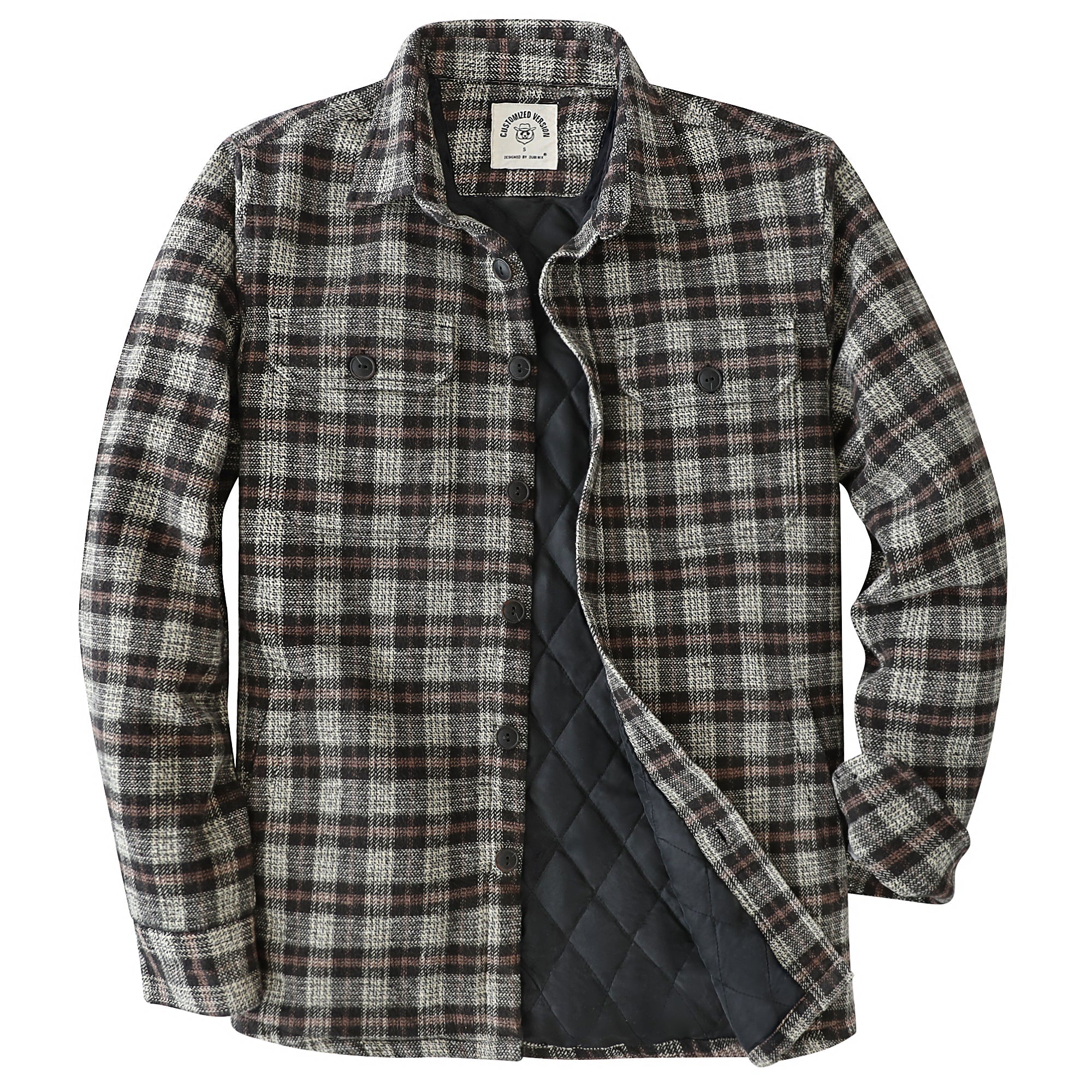 Dubinik® Mens Shacket Flannel Warm Lined Coats Lightweight Jacket Casual Plaid Flannel Shirt For Men Long Sleeve Button Down#0182015