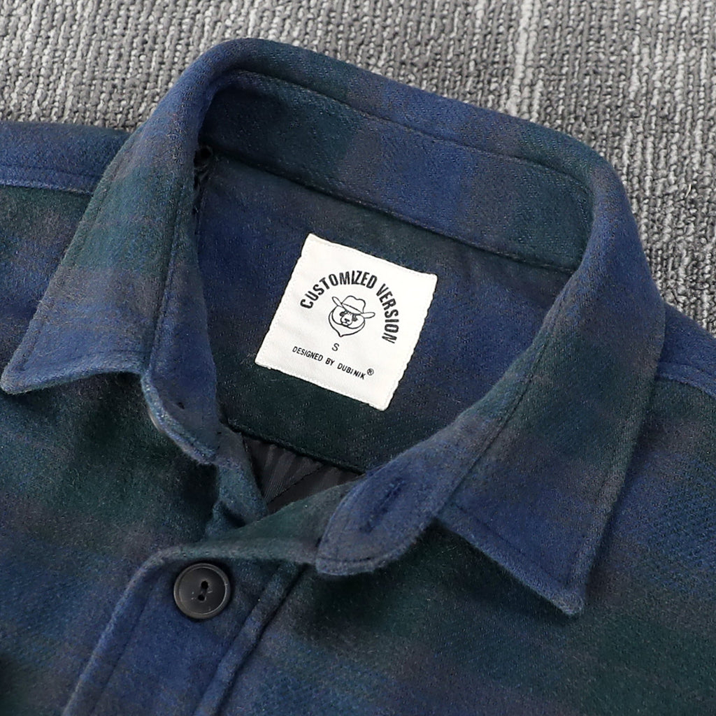 Dubinik® Mens Shacket Flannel Warm Lined Coats Lightweight Jacket Casual Plaid Flannel Shirt For Men Long Sleeve Button Down#0182012