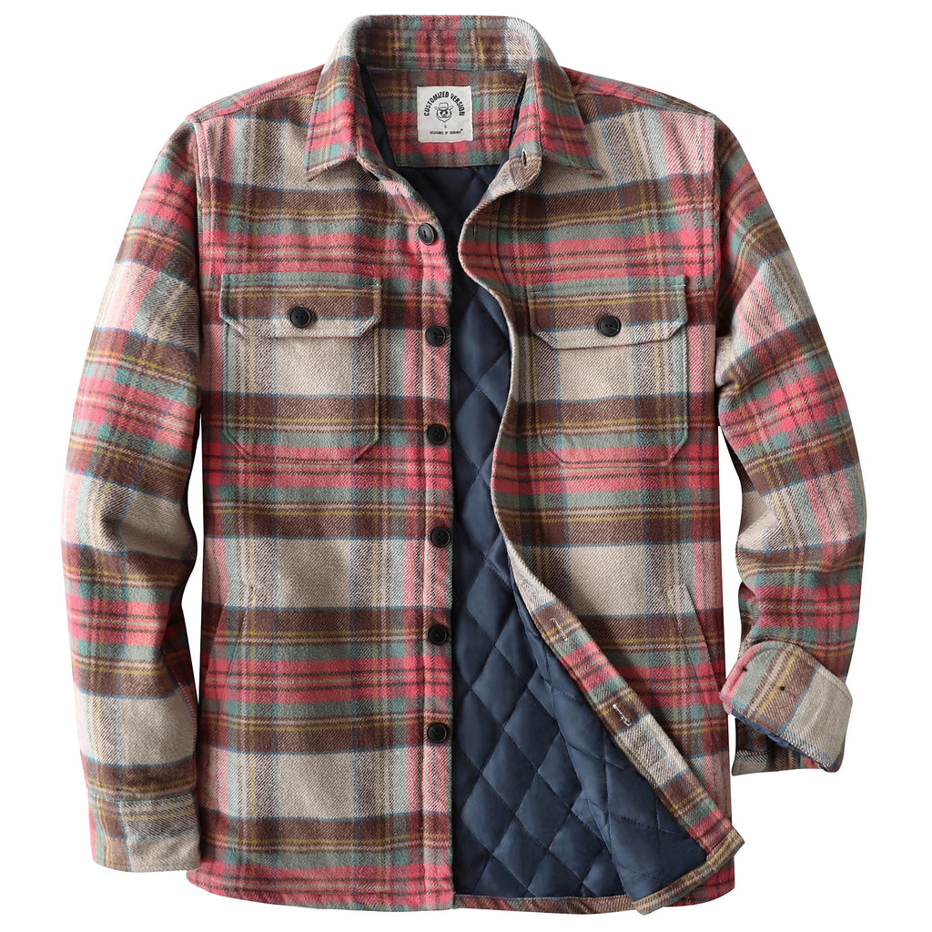 Dubinik® Mens Shacket Flannel Warm Lined Coats Lightweight Jacket Casual Plaid Flannel Shirt For Men Long Sleeve Button Down#0182010