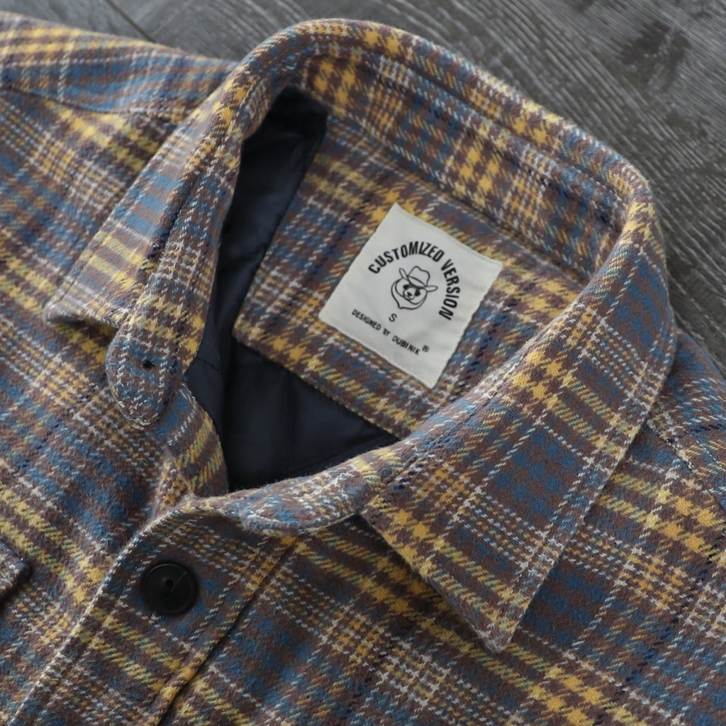 Dubinik® Mens Shacket Flannel Warm Lined Coats Lightweight Jacket Casual Plaid Flannel Shirt For Men Long Sleeve Button Down#0182006