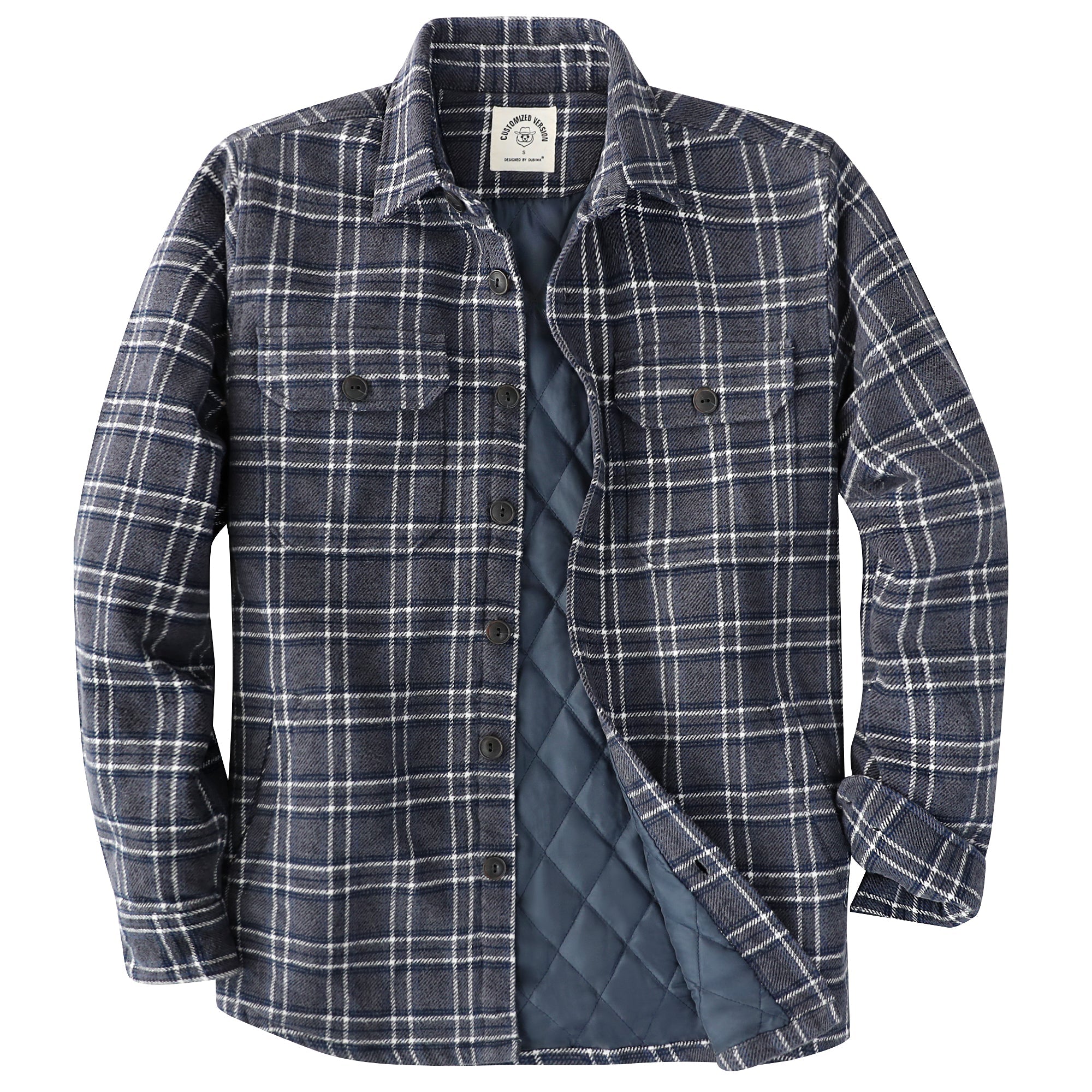 Dubinik® Mens Shacket Flannel Warm Lined Coats Lightweight Jacket Casual Plaid Flannel Shirt For Men Long Sleeve Button Down#0182013