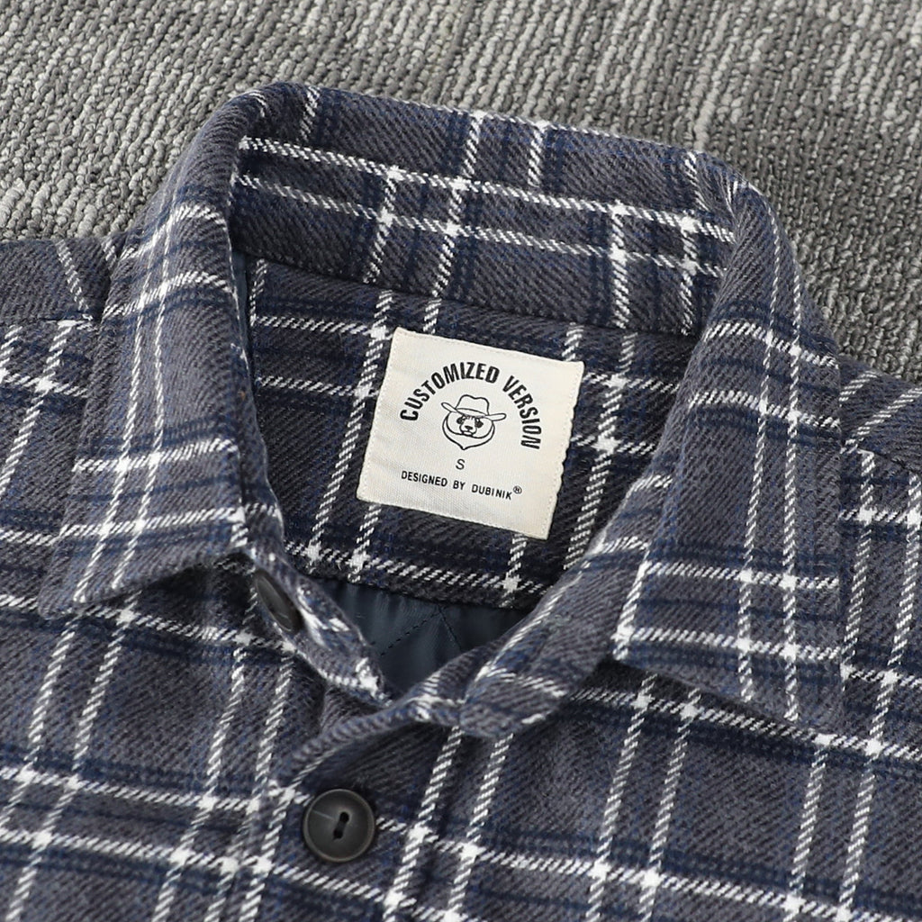 Dubinik® Mens Shacket Flannel Warm Lined Coats Lightweight Jacket Casual Plaid Flannel Shirt For Men Long Sleeve Button Down#0182013