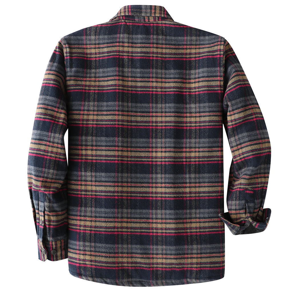 Dubinik® Mens Shacket Flannel Warm Lined Coats Lightweight Jacket Casual Plaid Flannel Shirt For Men Long Sleeve Button Down#0182001