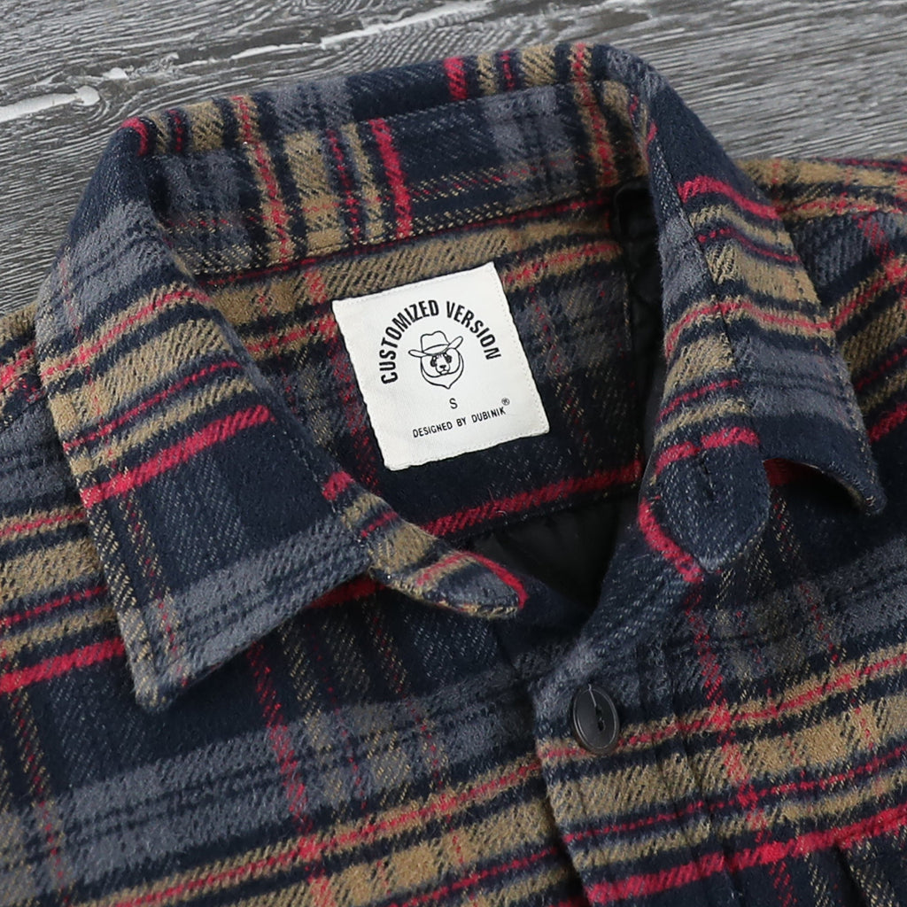 Dubinik® Mens Shacket Flannel Warm Lined Coats Lightweight Jacket Casual Plaid Flannel Shirt For Men Long Sleeve Button Down#0182001