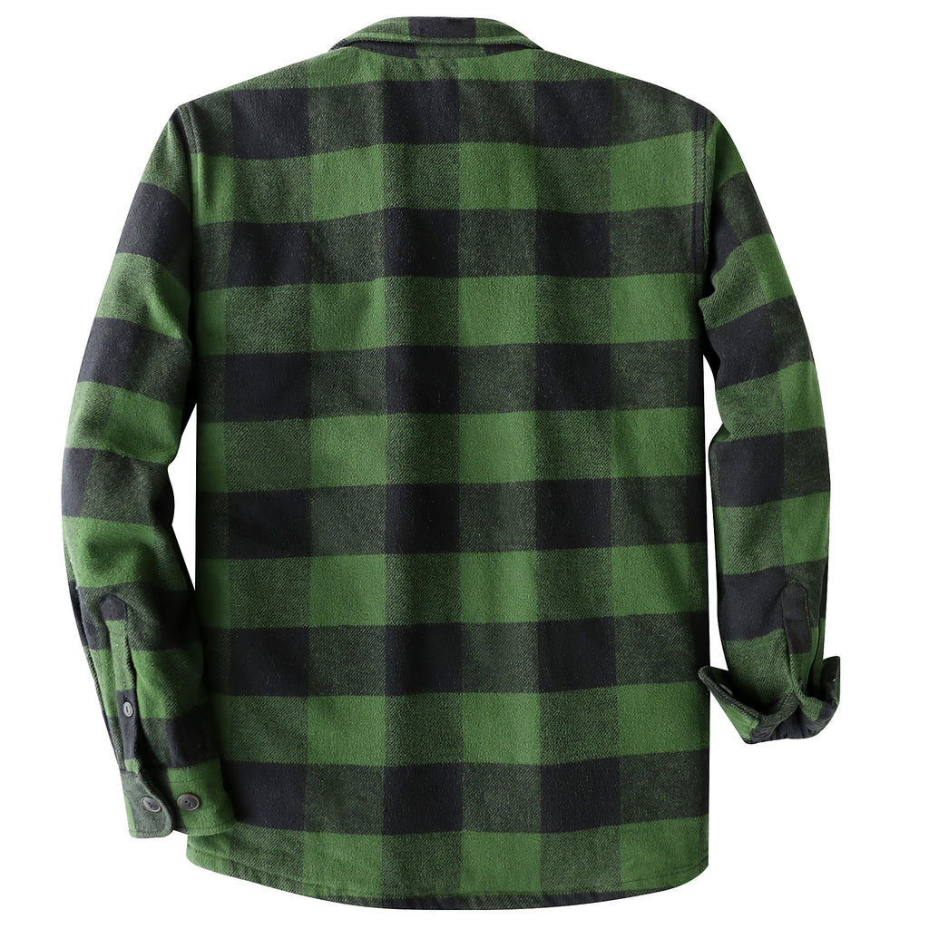 Dubinik® Mens Shacket Flannel Warm Lined Coats Lightweight Jacket Casual Green Plaid Flannel Shirt For Men Long Sleeve Button Down#0182017