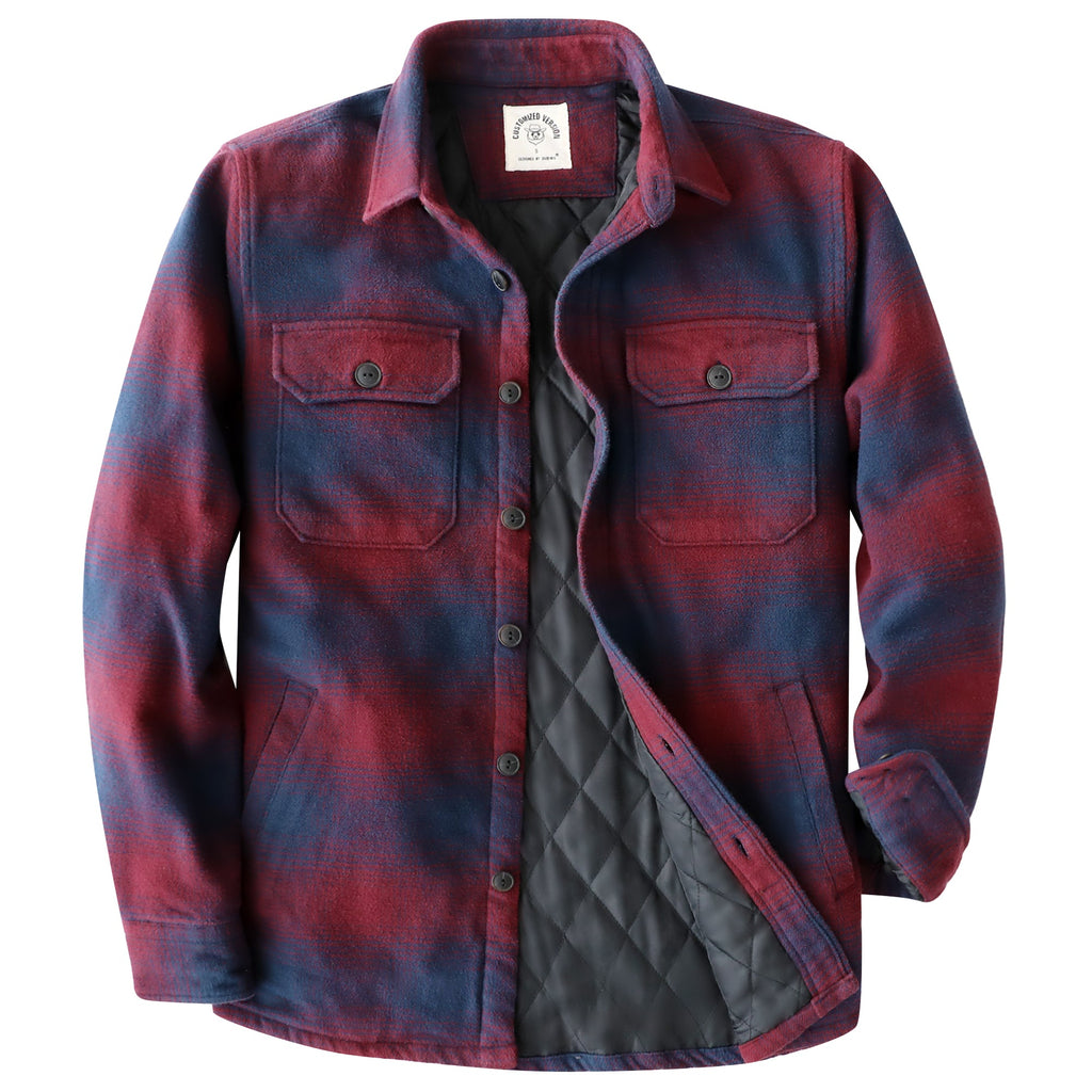 Dubinik® Mens Shacket Flannel Warm Lined Coats Lightweight Jacket Casual Plaid Flannel Shirt For Men Long Sleeve Button Down#0182005