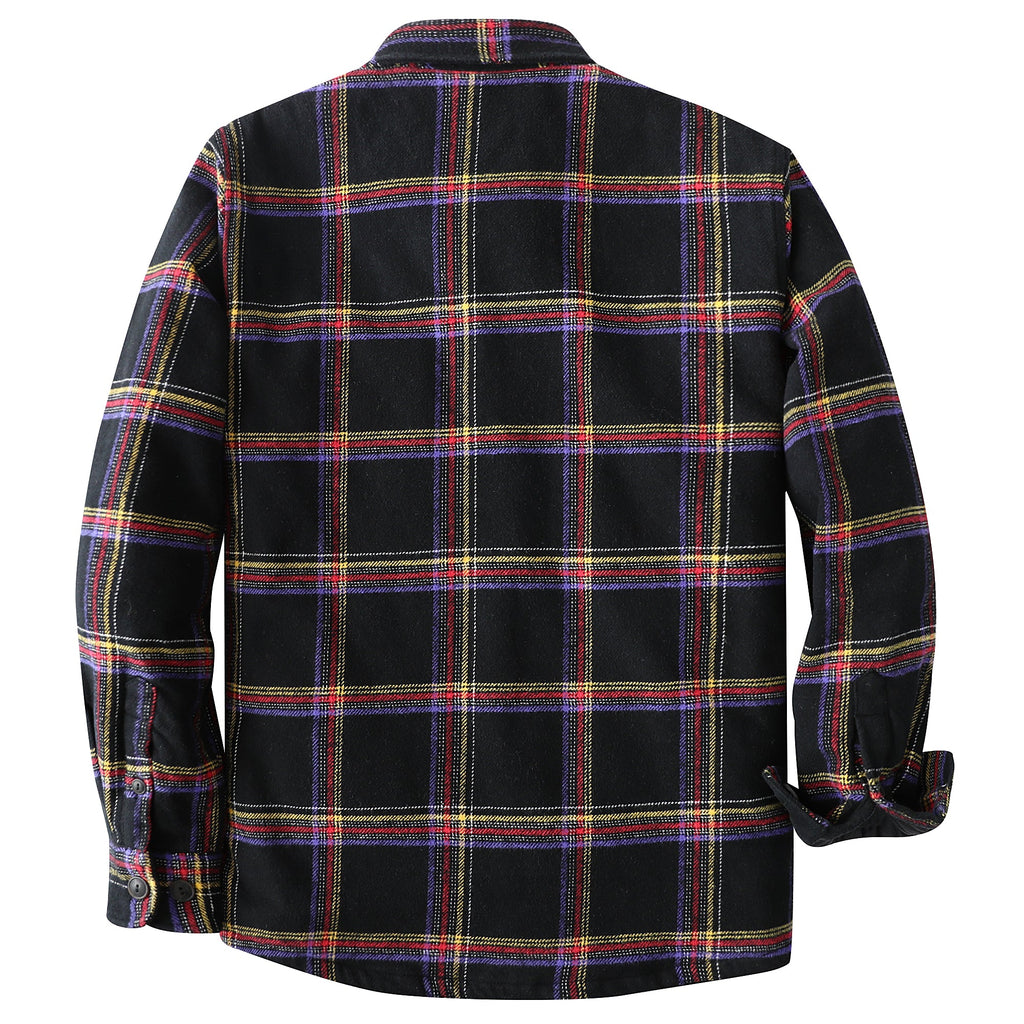 Dubinik® Mens Shacket Flannel Warm Lined Coats Lightweight Jacket Casual Plaid Flannel Shirt For Men Long Sleeve Button Down#0182007