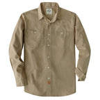 Dubinik® Khaki Chambray Long Sleeve Button-Front Closure Pocket Cotton Workshirt#58010