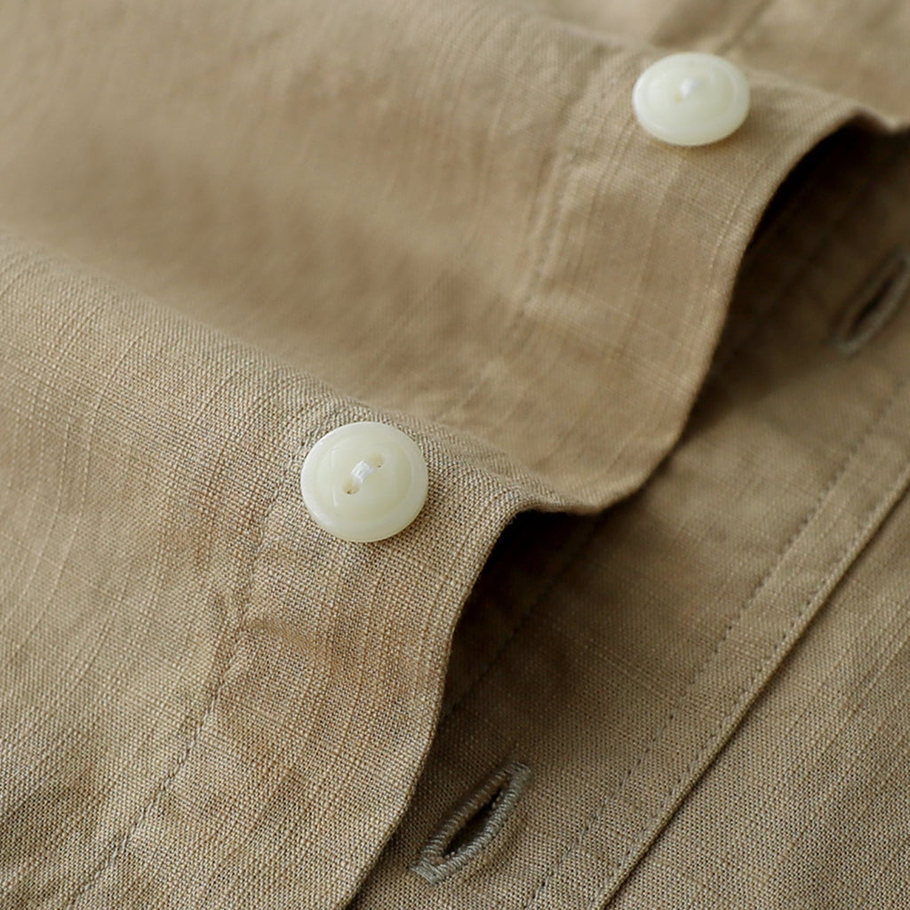 Dubinik® Khaki Chambray Long Sleeve Button-Front Closure Pocket Cotton Workshirt#58010