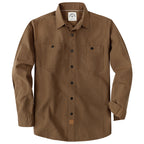 Dubinik® Dark Brown Chambray Long Sleeve Button-Front Closure Pocket Cotton Workshirt#58011