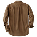 Dubinik® Dark Brown Chambray Long Sleeve Button-Front Closure Pocket Cotton Workshirt#58011