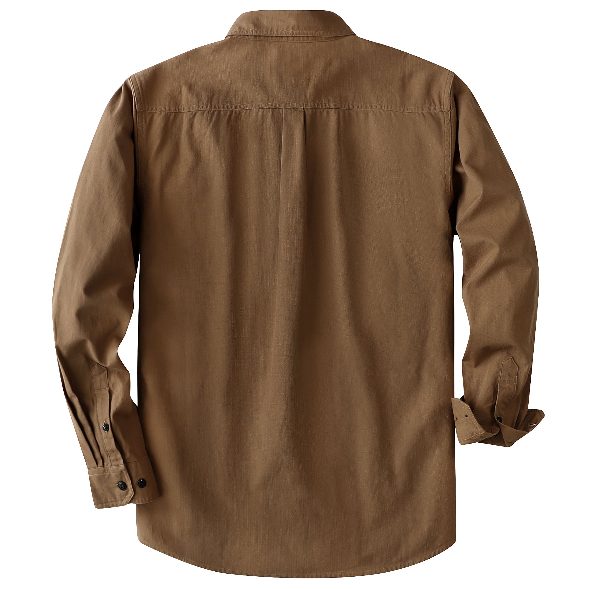 Dubinik® Dark Brown Chambray Long Sleeve Button-Front Closure Pocket Cotton Workshirt#58011