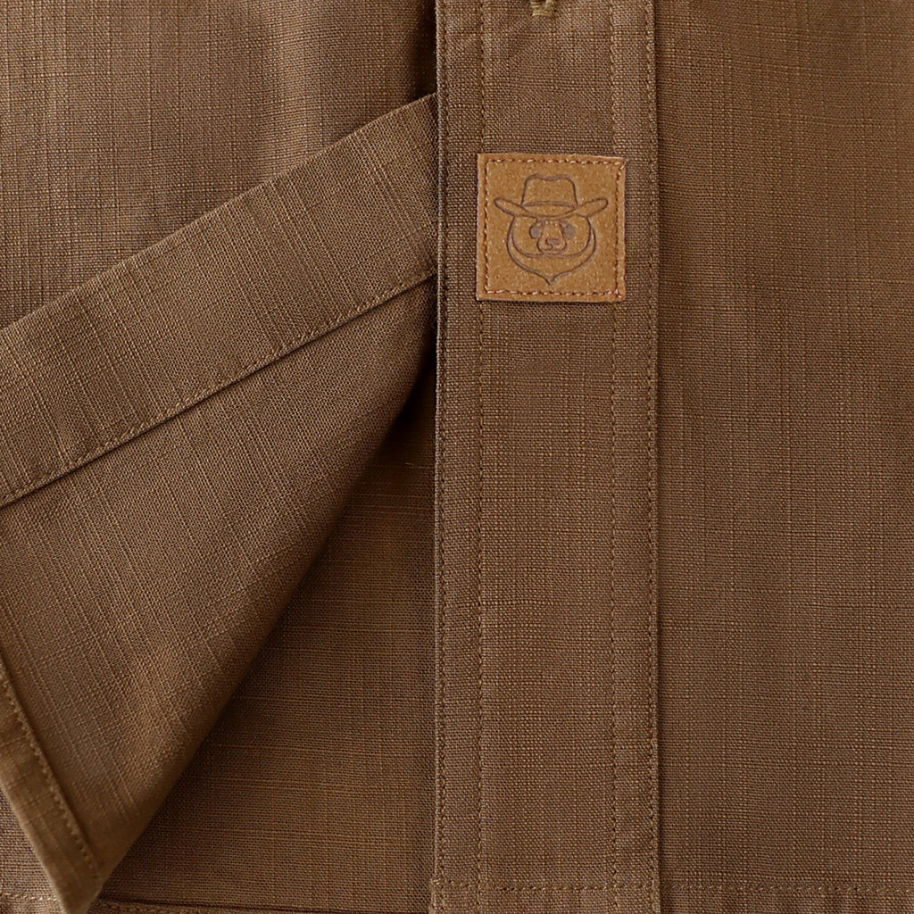 Dubinik® Dark Brown Chambray Long Sleeve Button-Front Closure Pocket Cotton Workshirt#58011