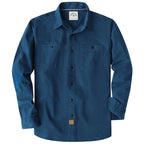 Dubinik® Navy Blue Chambray Long Sleeve Button-Front Closure Pocket Cotton Workshirt#58015
