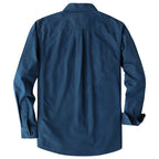 Dubinik® Navy Blue Chambray Long Sleeve Button-Front Closure Pocket Cotton Workshirt#58015
