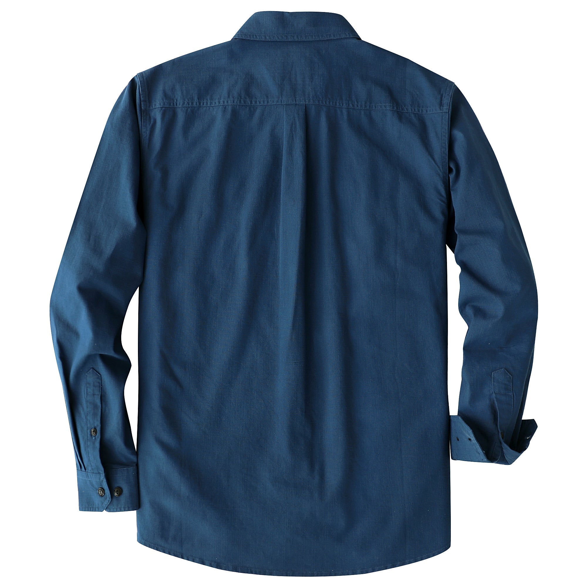 Dubinik® Navy Blue Chambray Long Sleeve Button-Front Closure Pocket Cotton Workshirt#58015