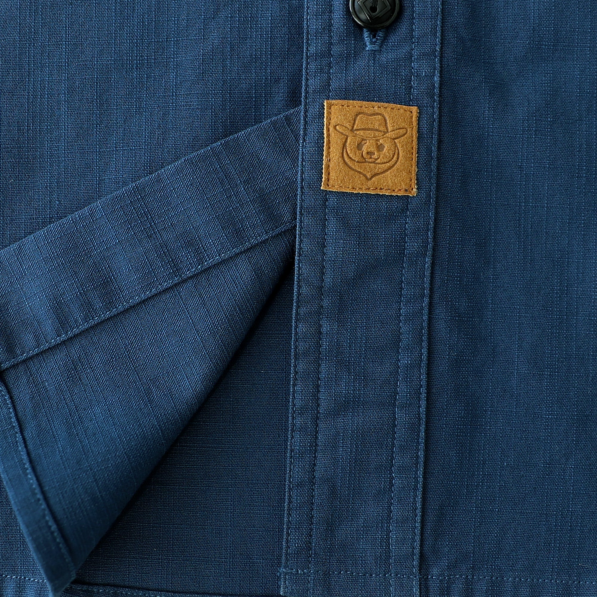 Dubinik® Navy Blue Chambray Long Sleeve Button-Front Closure Pocket Cotton Workshirt#58015