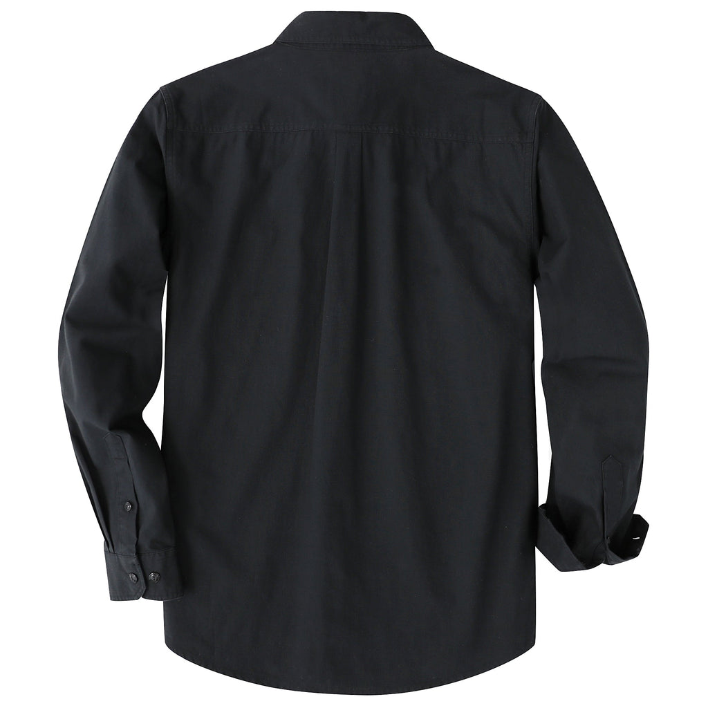 Dubinik® Black Chambray Long Sleeve Button-Front Closure Pocket Cotton Workshirt#58013
