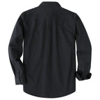 Dubinik® Black Chambray Long Sleeve Button-Front Closure Pocket Cotton Workshirt#58013