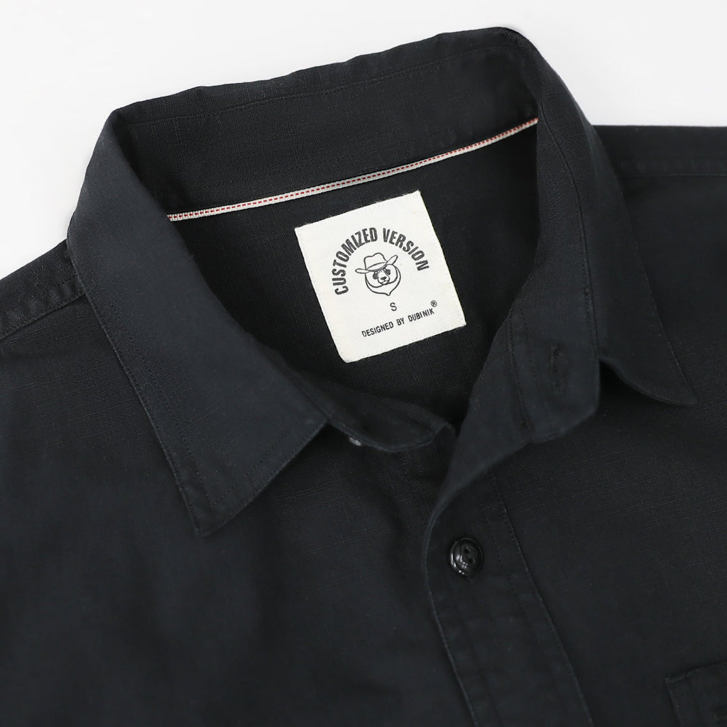 Dubinik® Black Chambray Long Sleeve Button-Front Closure Pocket Cotton Workshirt#58013