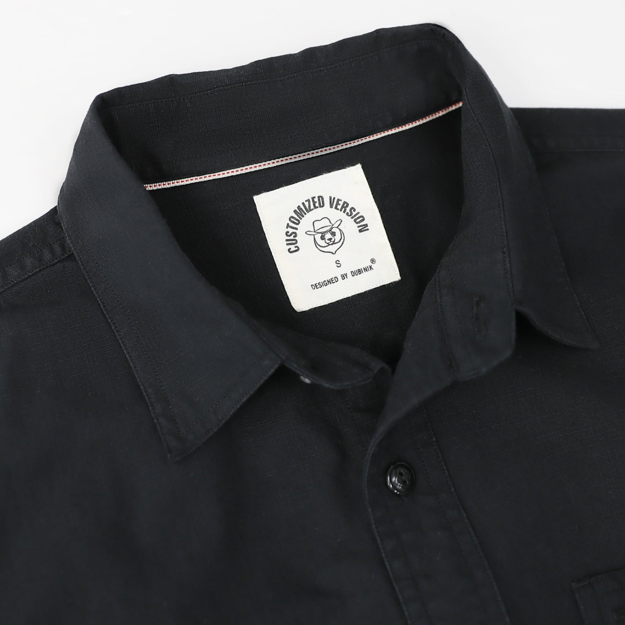 Dubinik® Black Chambray Long Sleeve Button-Front Closure Pocket Cotton Workshirt#58013