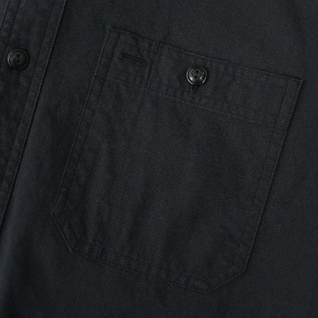 Dubinik® Black Chambray Long Sleeve Button-Front Closure Pocket Cotton Workshirt#58013