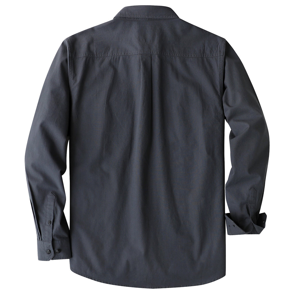 Dubinik® Dark Gray Chambray Long Sleeve Button-Front Closure Pocket Cotton Workshirt#58016