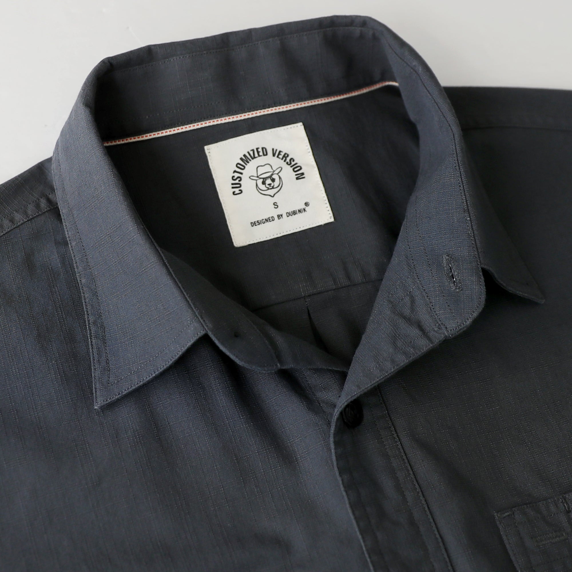 Dubinik® Dark Gray Chambray Long Sleeve Button-Front Closure Pocket Cotton Workshirt#58016