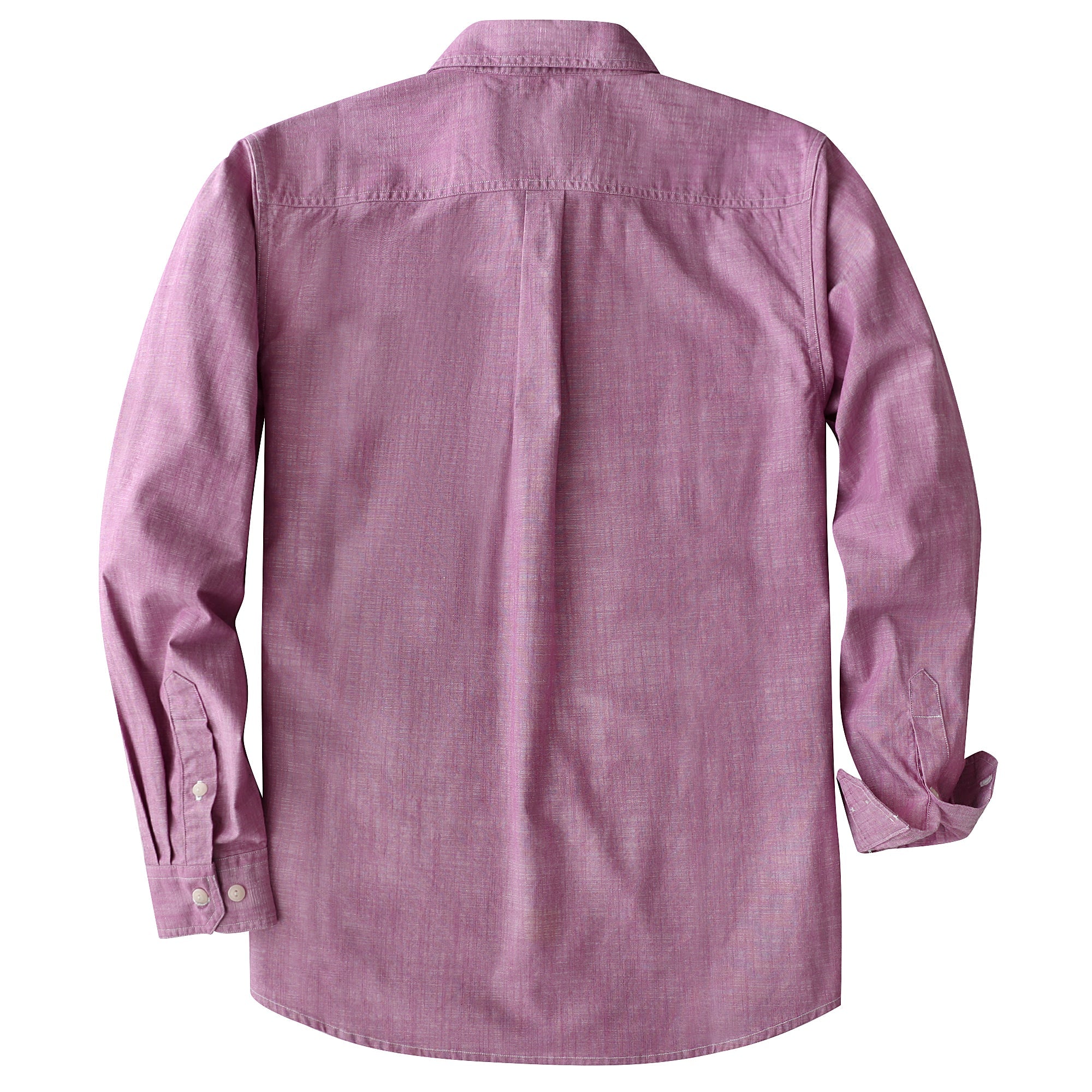 Dubinik® Dark Pink Chambray Long Sleeve Button-Front Closure Pocket Cotton Workshirt#58012