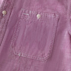 Dubinik® Dark Pink Chambray Long Sleeve Button-Front Closure Pocket Cotton Workshirt#58012