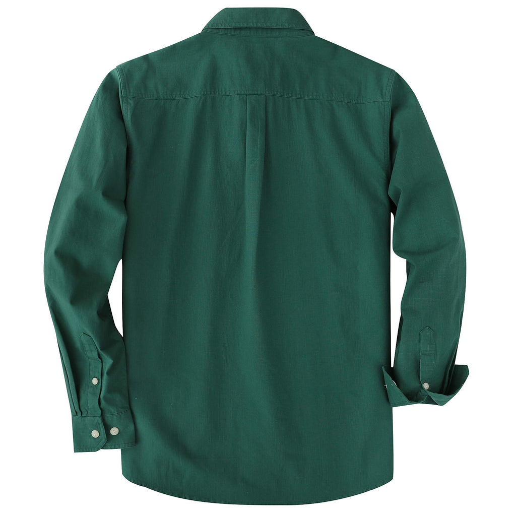 Dubinik® Olive Green Chambray Long Sleeve Button-Front Closure Pocket Cotton Workshirt#58014